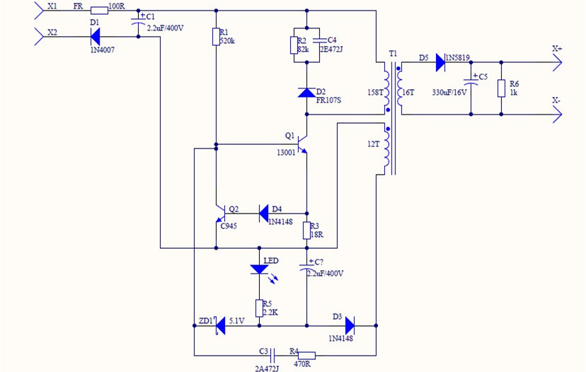 小功率開關(guān)電源設(shè)計(jì)電路圖