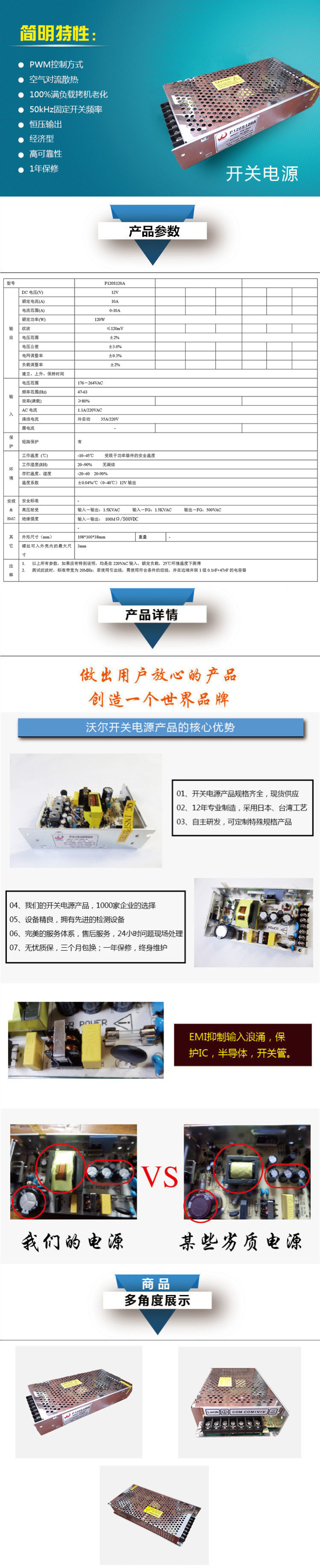 單路輸出開關(guān)電源P120S120A規(guī)格參數(shù)