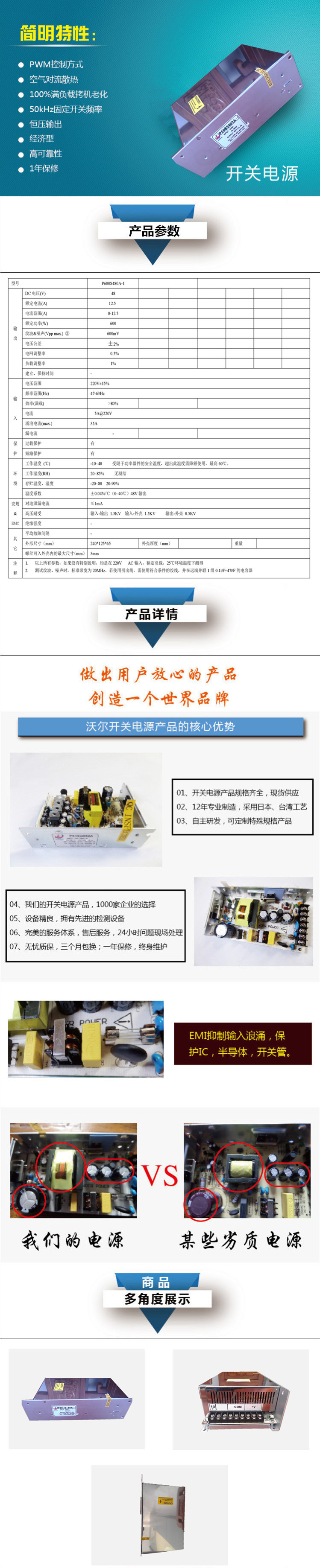 開關電源產品P600S480A-1