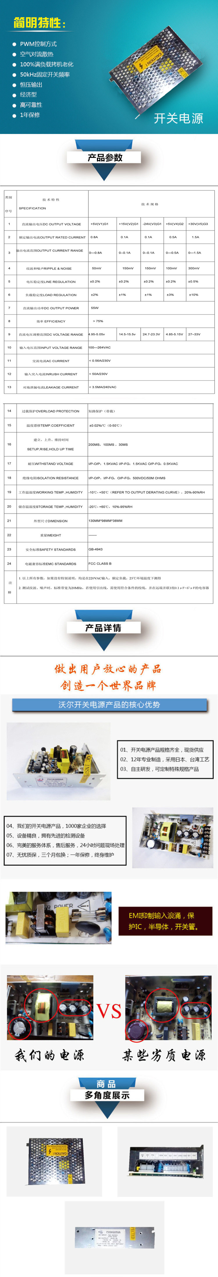 醫(yī)療開(kāi)關(guān)電源產(chǎn)品P054Q050A